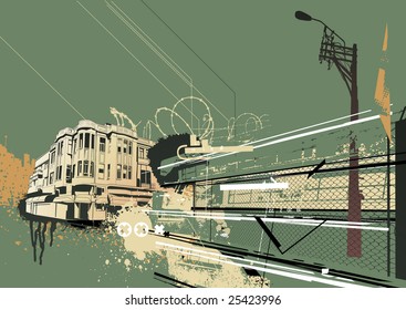 Vector illustration of style urban background