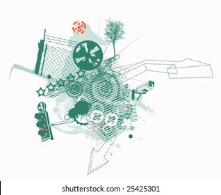 Vector illustration of style urban background