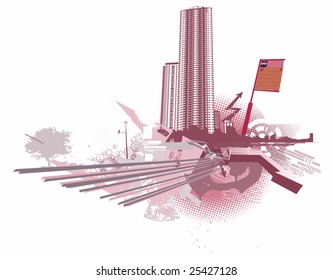 Vector illustration of style urban background