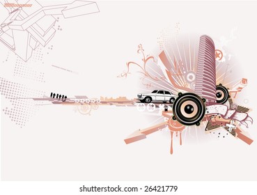 Vector illustration of style urban background