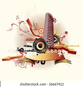 Vector illustration of style urban background