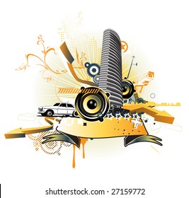 Vector illustration of style urban background