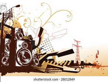 Vector illustration of style urban background