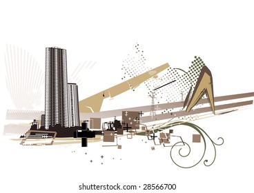 Vector illustration of style urban background