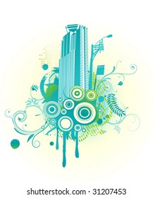 Vector illustration of style urban background
