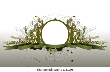 Vector illustration of style  urban grunge frame