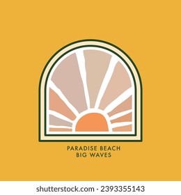 Vector illustration style vintage surfing theme badge design. For t-shirt prints, posters, stickers and other uses.