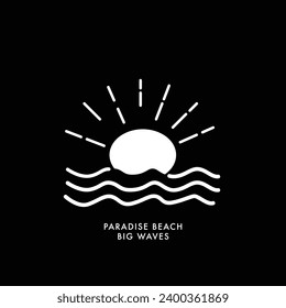 Vector illustration style vintage surfing theme badge design. For t-shirt prints, posters, stickers and other uses.