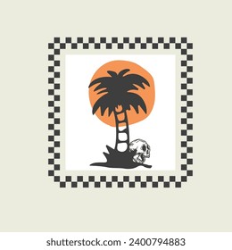 Vector illustration style vintage surfing theme badge design. For t-shirt prints, posters, stickers and other uses.