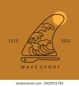Vector illustration style vintage surfing theme badge design. For t-shirt prints  posters  stickers and other uses.Tropical beach line icon concept 