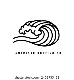 Vector illustration style vintage surfing theme badge design. For t-shirt prints  posters  stickers and other uses.Tropical beach line icon concept 