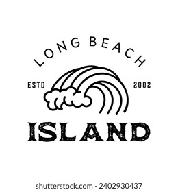 Vector illustration style vintage surfing theme badge design. For t-shirt prints  posters  stickers and other uses.Tropical beach line icon concept 