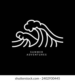 Vector illustration style vintage surfing theme badge design. For t-shirt prints  posters  stickers and other uses.Tropical beach line icon concept 