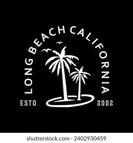 Vector illustration style vintage surfing theme badge design. For t-shirt prints  posters  stickers and other uses.Tropical beach line icon concept 