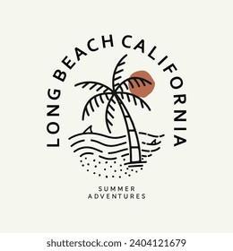 Vector illustration style vintage surfing theme badge design. For t-shirt prints posters stickers and other uses.Tropical beach line icon concept sign