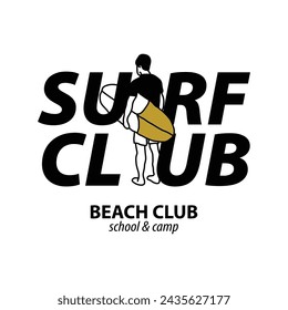 Vector illustration style vintage surfing theme badge design. For t-shirt prints, posters, stickers and other uses.