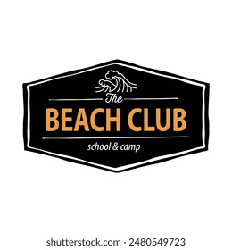 Vector illustration style vintage surfing theme badge design. For t-shirt prints, posters, stickers and other uses.