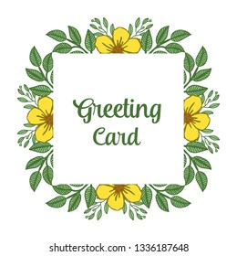 Vector illustration style yellow wreath frames blooms for writing greeting card hand drawn