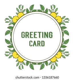 Vector illustration style yellow wreath frames blooms for writing greeting card hand drawn
