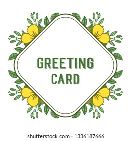 Vector illustration style yellow wreath frames blooms for writing greeting card hand drawn