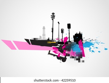 Vector illustration of styled Decorative urban background