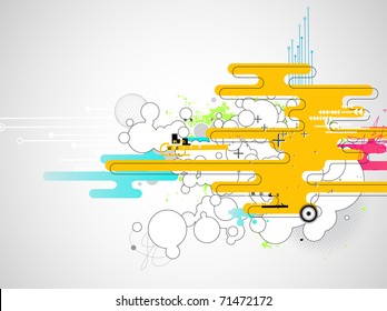 Vector illustration of  styled Decorative urban background
