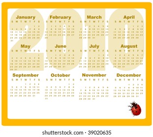 Vector Illustration of styled design Calendar for 2010