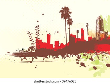 Vector illustration of styled Tropical grunge urban background
