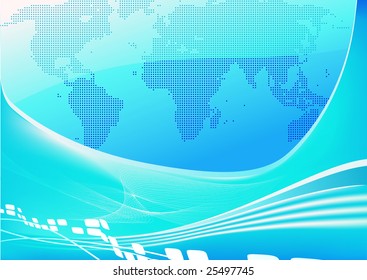 Vector illustration of stylised blue world map background