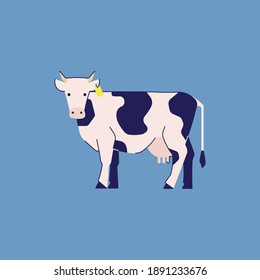 Vector illustration of a stylised cow. Fancy colour illustration for your projects. Isolated element for posters, websites, products