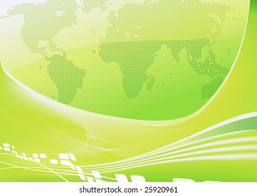 Vector illustration of stylised green world map background