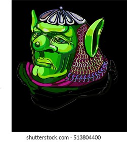 A vector illustration of a stylised troll or ogre monster face.