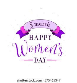 Vector illustration of stylish 8 march womens day background with typography lettering text for greeting card, banner, gift packaging, sale or party templates isolated on white