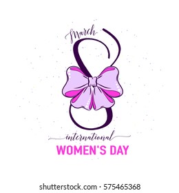 Vector illustration of stylish 8 march womens day background with typography lettering text for greeting card, banner, gift packaging, sale or party templates isolated on white