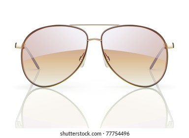 Vector illustration of stylish aviator sunglasses with reflection