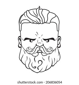 Vector illustration of stylish bearded man