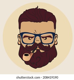 Vector illustration of stylish bearded man