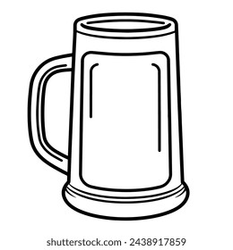 Vector illustration of a stylish beer mug outline icon, ideal for brewery projects.