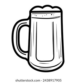 Vector illustration of a stylish beer mug outline icon, ideal for brewery projects.