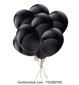 Vector illustration of stylish black balloons. Realistic balloons for Black friday sale or celebration.