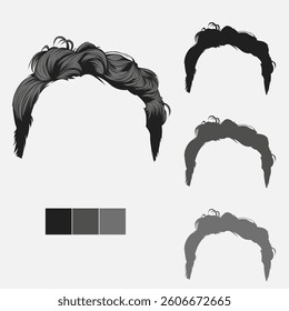 Vector illustration of a stylish black male hairstyle. This design features a short, modern haircut, giving a clean and trendy appearance. Perfect for graphic design projects.