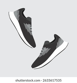 Vector Illustration of Stylish Black Running Shoes on Light Background