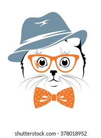 Vector illustration -- Stylish cat hipster