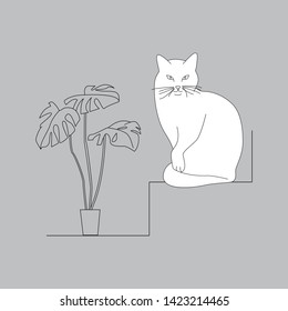 
Vector illustration of a stylish cat. Silhouette of a cat. Modern trend design. Concept for logos, flyers, packs, prints and posters