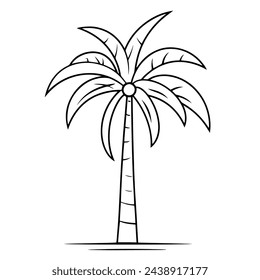 Vector illustration of a stylish coconut tree outline icon, ideal for beach themes.