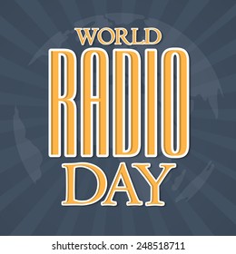 Vector illustration of stylish colorful text for World Radio Day. 