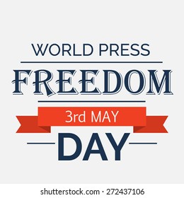 Vector illustration of stylish colorful text for World Press Freedom Day with red ribbon.