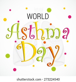 Vector illustration of stylish colorful text for World Asthma Day in gray background.