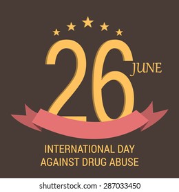 Vector illustration of a stylish colorful text for International Day Against Drug Abuse with pink ribbon.