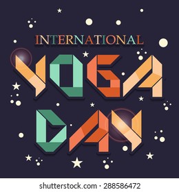 Vector illustration of a stylish colorful text for International Yoga Day.